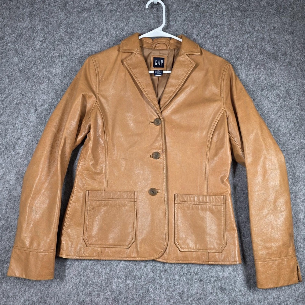 Vintage 90’s GAP Tan Leather Blazer Jacket
